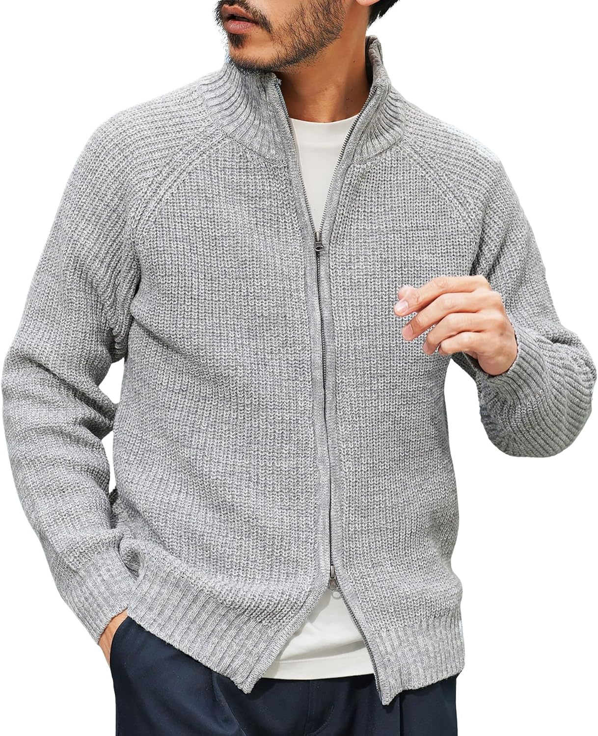 Amazon | [JIGGYS SHOP] ジギーズショップ 畦ZIPUPニット｜M